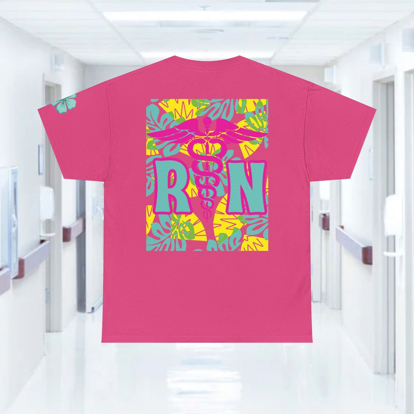 Copy of Summertime RN Hawaiian themed t shirt gift for nurses week floral RN shirt tropical themed RN healthcare worker gift t shirt