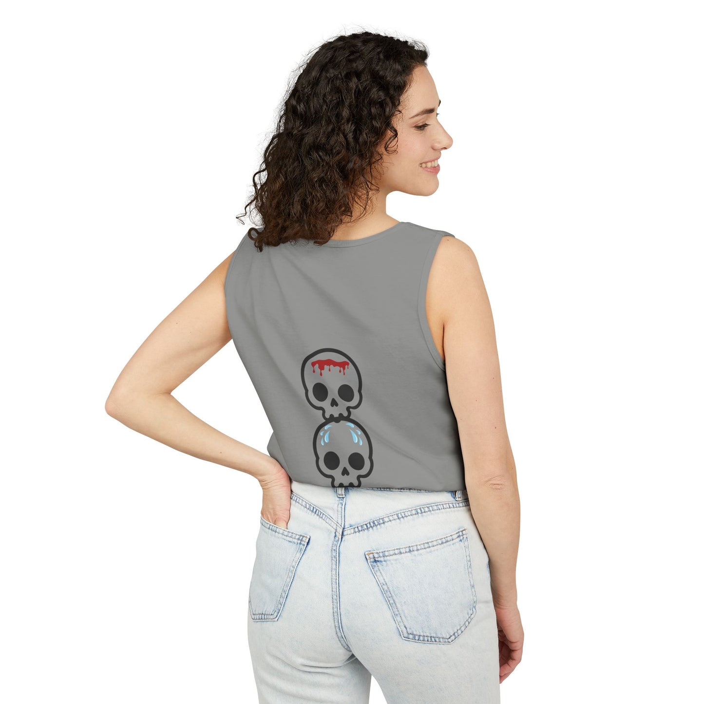 Blood sweat and tears stacked skull workout Unisex Garment-Dyed Tank Top
