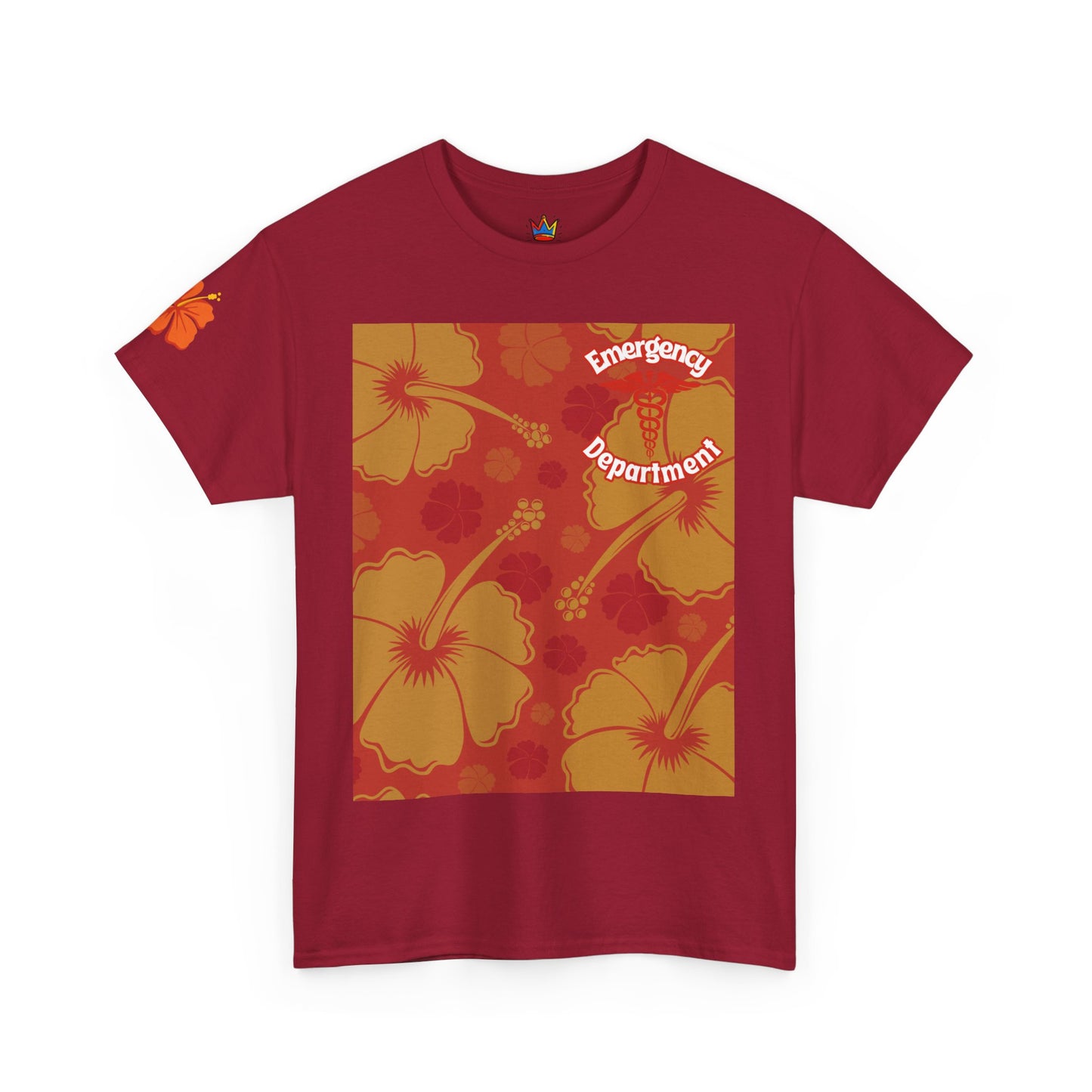 Summer in the ER themed gift emergency department Hawaiian floral t shirt Unisex Heavy Cotton Tee
