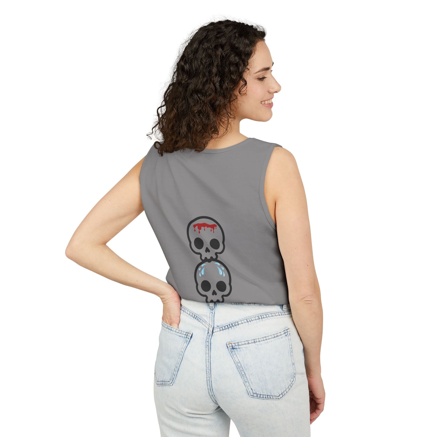 Blood sweat and tears stacked skull workout Unisex Garment-Dyed Tank Top