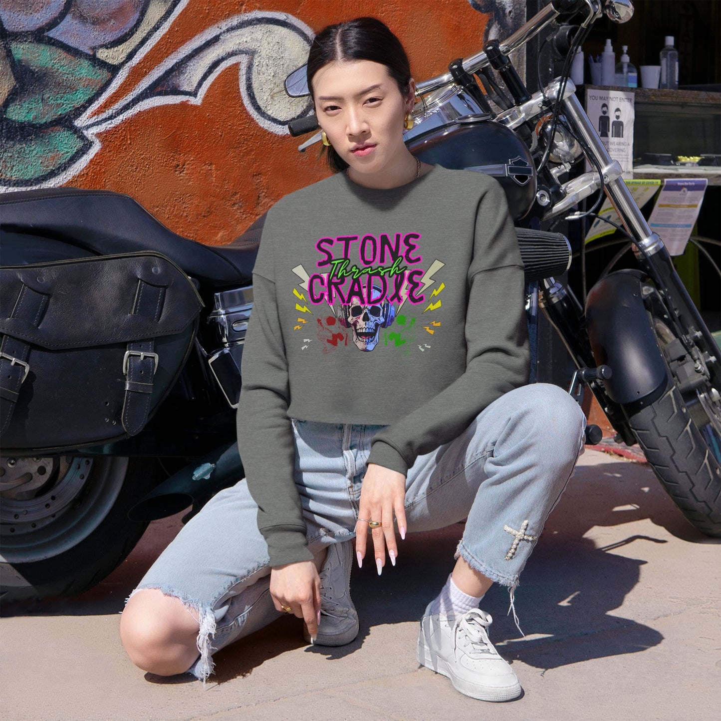 Women's Cropped Sweatshir stone cradle thrasher