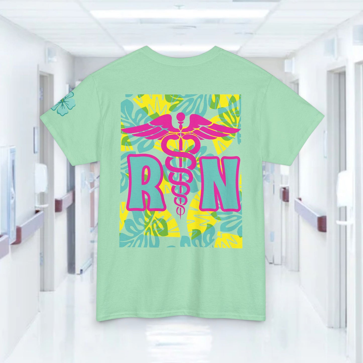 Copy of Summertime RN Hawaiian themed t shirt gift for nurses week floral RN shirt tropical themed RN healthcare worker gift t shirt