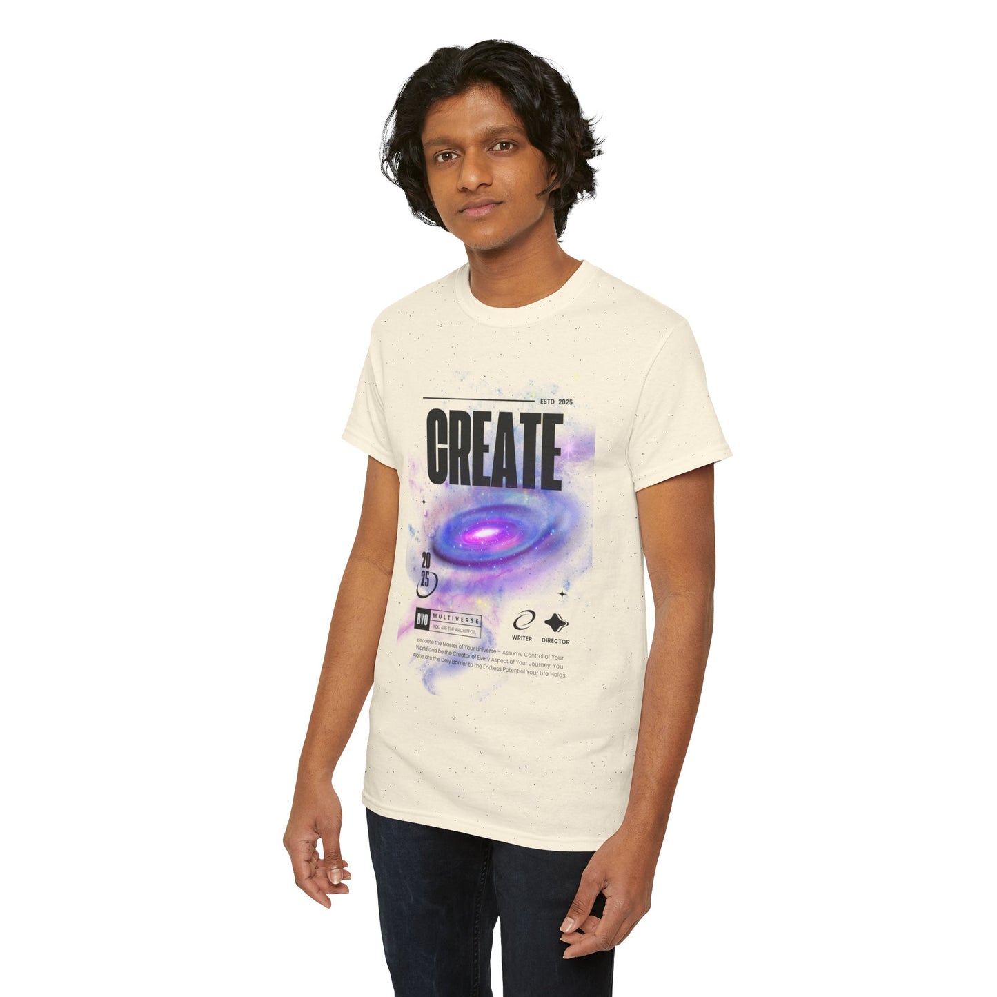 Manifest inspiring create your universe Unisex Heavy Cotton Tee