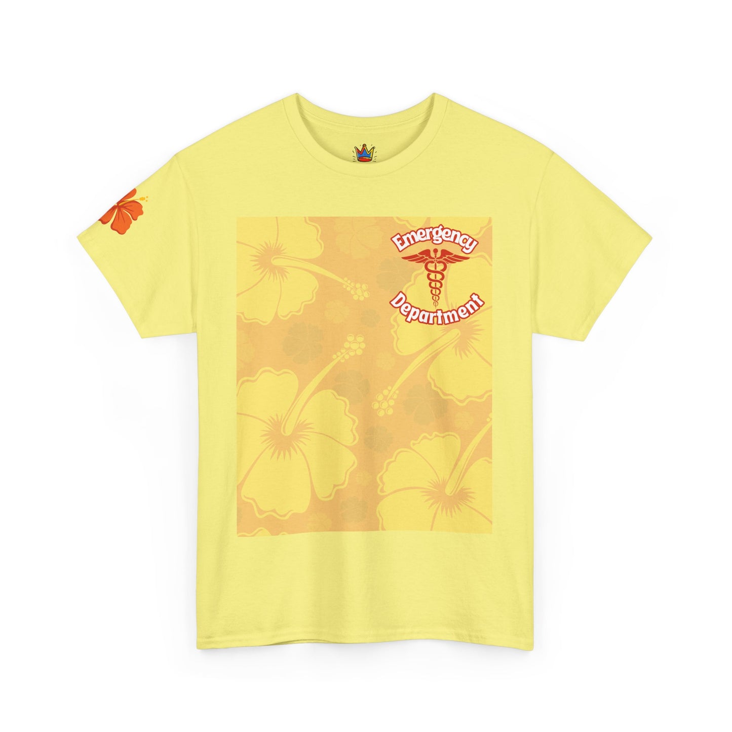 Summer in the ER themed gift emergency department Hawaiian floral t shirt Unisex Heavy Cotton Tee