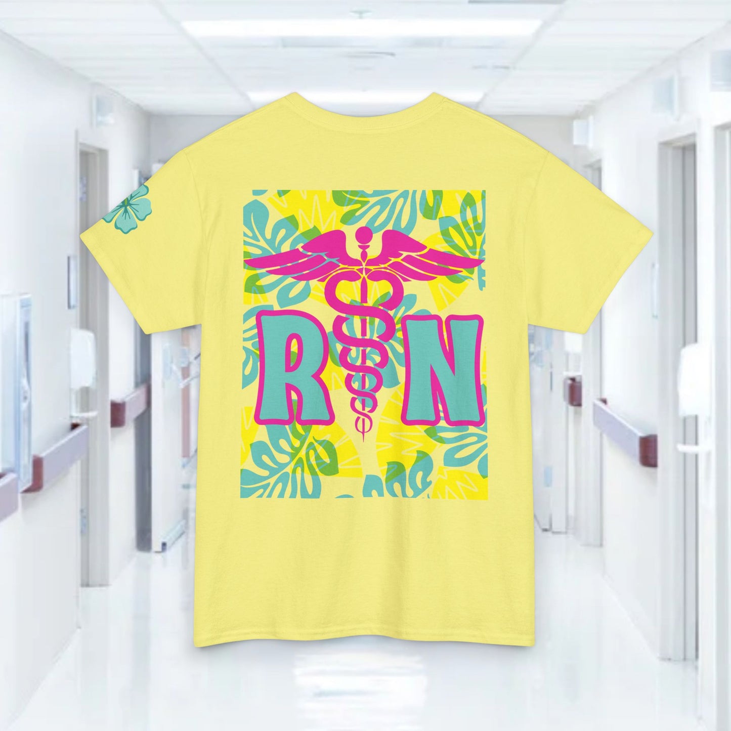 Copy of Summertime RN Hawaiian themed t shirt gift for nurses week floral RN shirt tropical themed RN healthcare worker gift t shirt