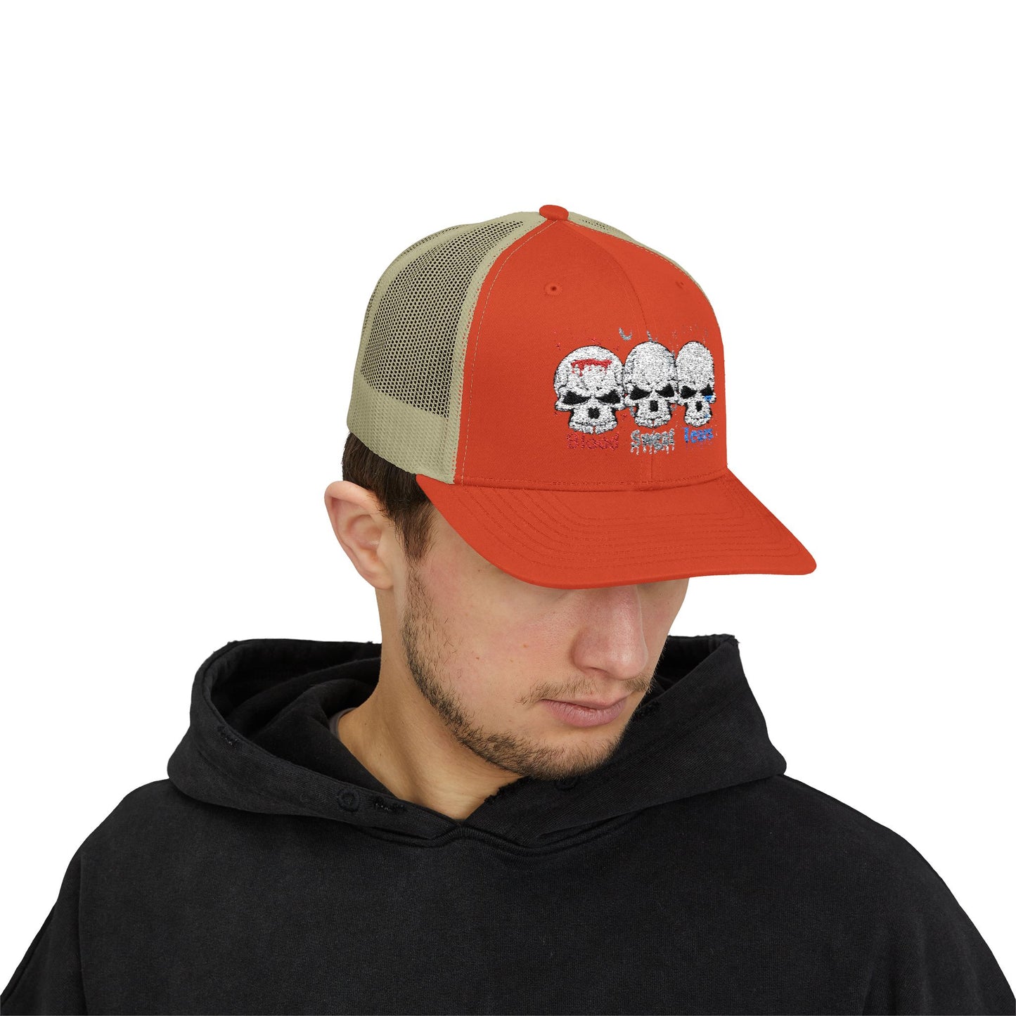 Blood sweat and tears skull Snapback Trucker Cap