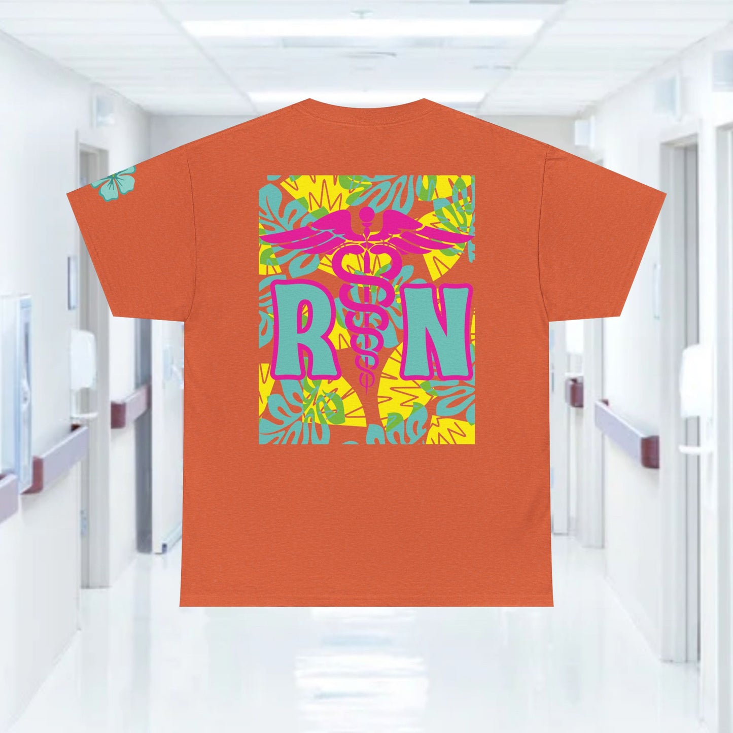 Copy of Summertime RN Hawaiian themed t shirt gift for nurses week floral RN shirt tropical themed RN healthcare worker gift t shirt