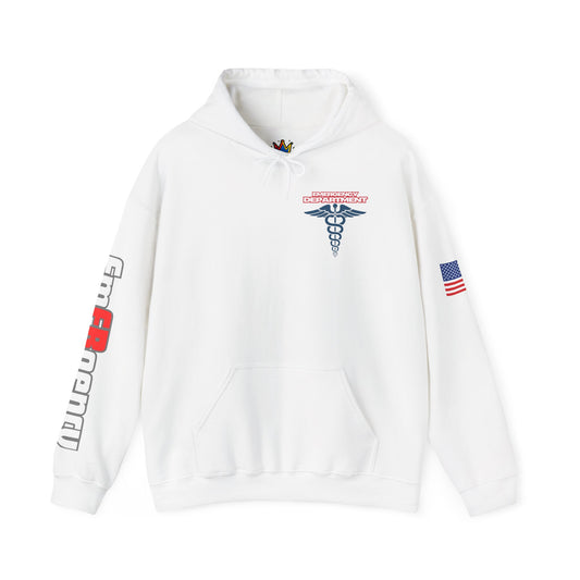 Patriotic ER Hoodie EMS American Flag Sweatshirt  Unisex First Responder Apparel Medical Caduceus Hoodie for ER and Healthcare Workers vs