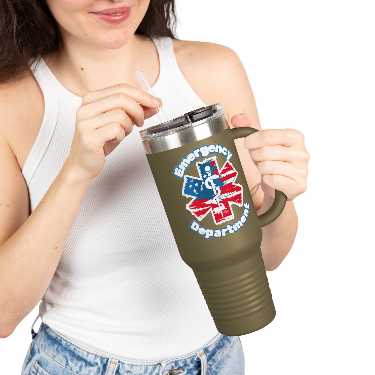 Patriotic Emergency Department Star of Life Insulated Travel Mug, 40oz gift