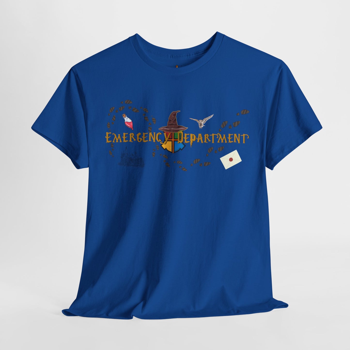 Wizarding world of the Emergency Department potter lover multi house color ED staff tee shirt Unisex Heavy Cotton Tee
