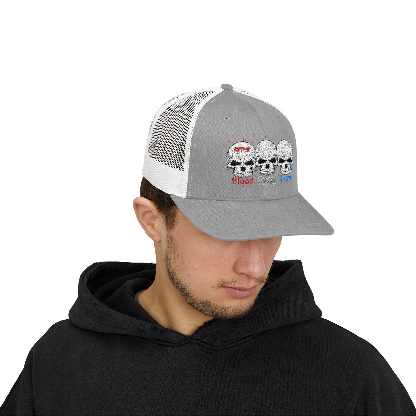 Blood sweat and tears skull Snapback Trucker Cap