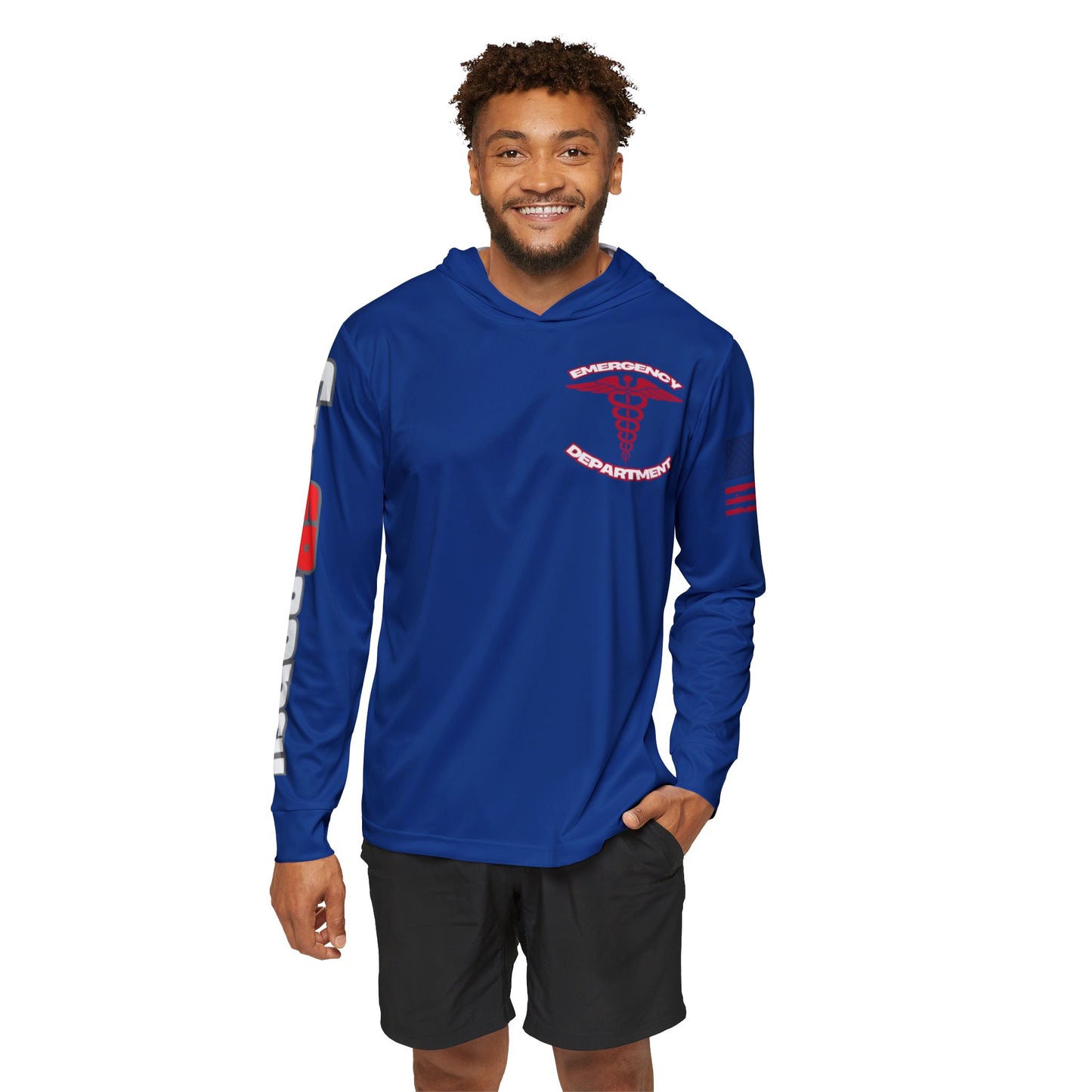 Patriotic Emergency Department Wicking Sports Warmup Hoodie (AOP)