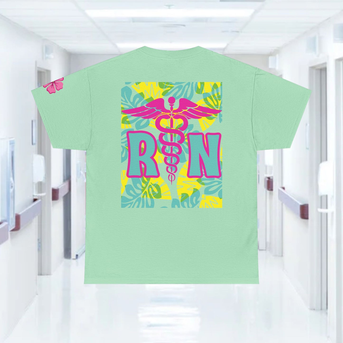 Summertime RN Hawaiian themed t shirt gift for nurses week floral RN shirt tropical themed RN healthcare worker gift t shirt