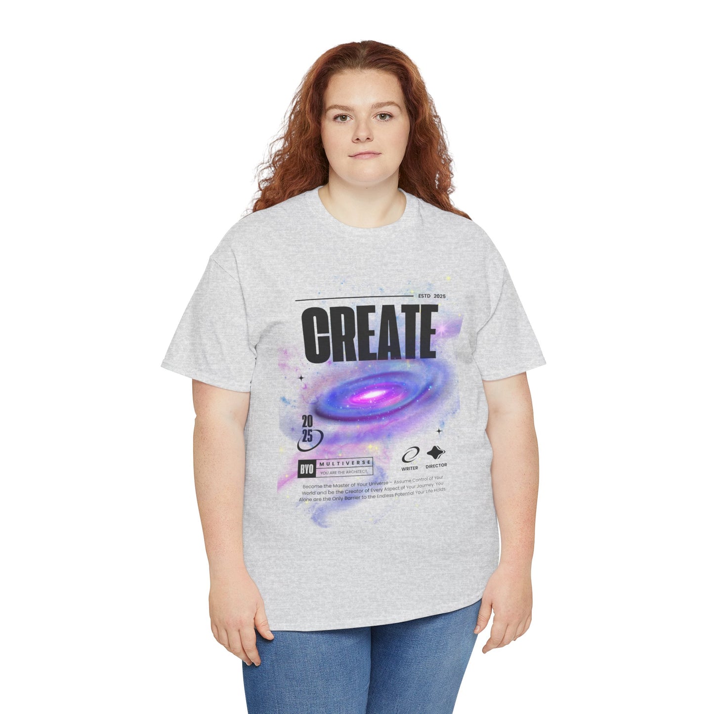 Manifest inspiring create your universe Unisex Heavy Cotton Tee