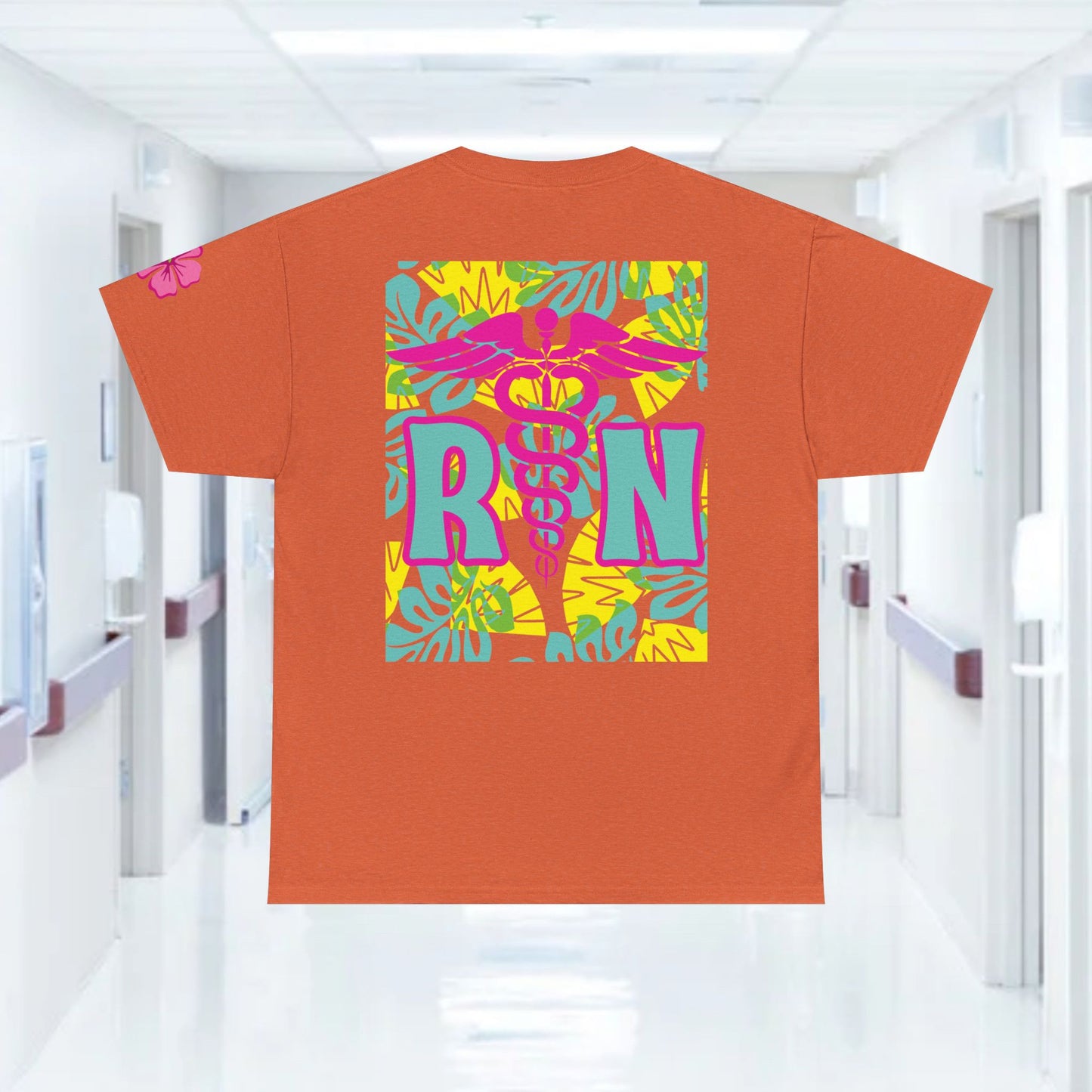 Summertime RN Hawaiian themed t shirt gift for nurses week floral RN shirt tropical themed RN healthcare worker gift t shirt