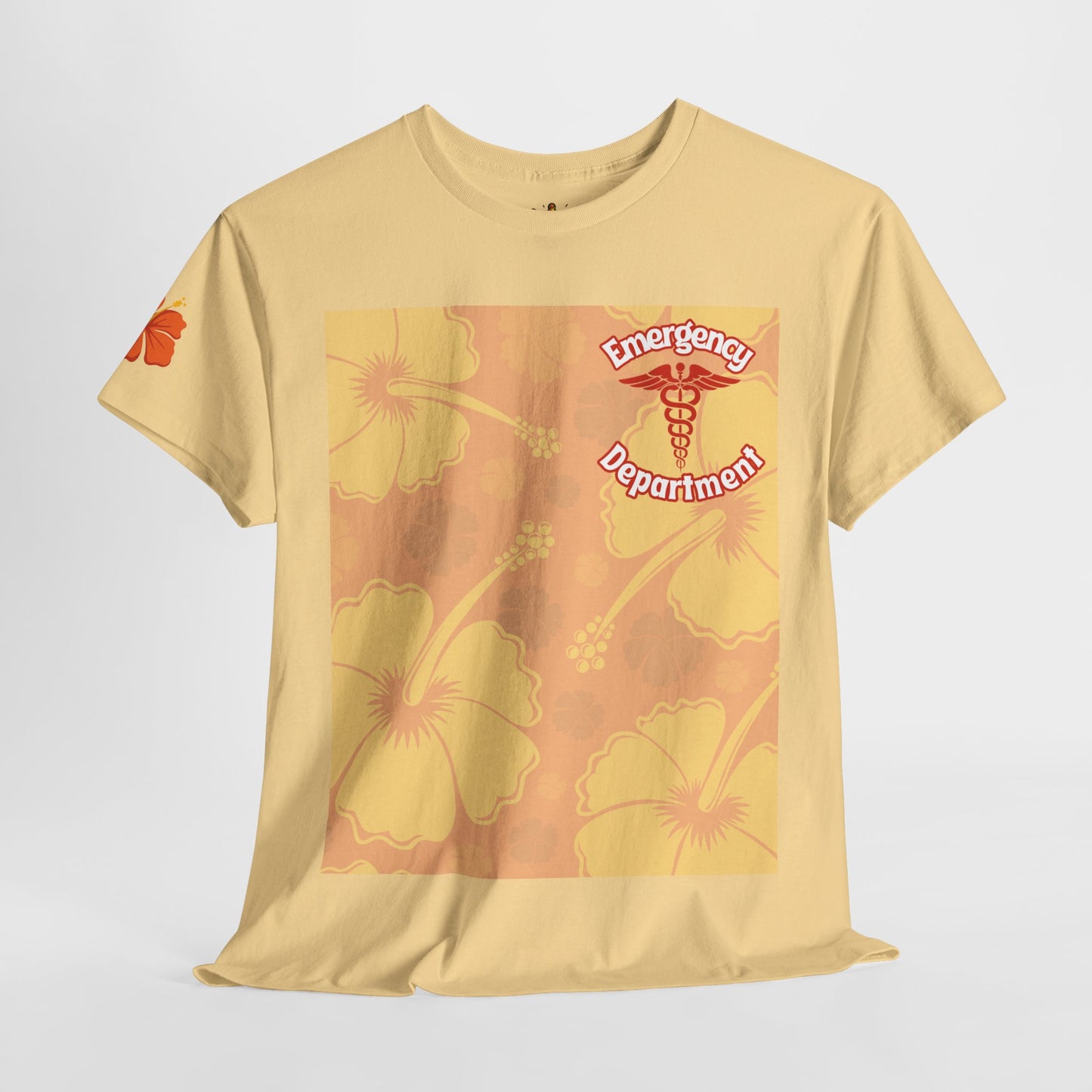 Summer in the ER themed gift emergency department Hawaiian floral t shirt Unisex Heavy Cotton Tee