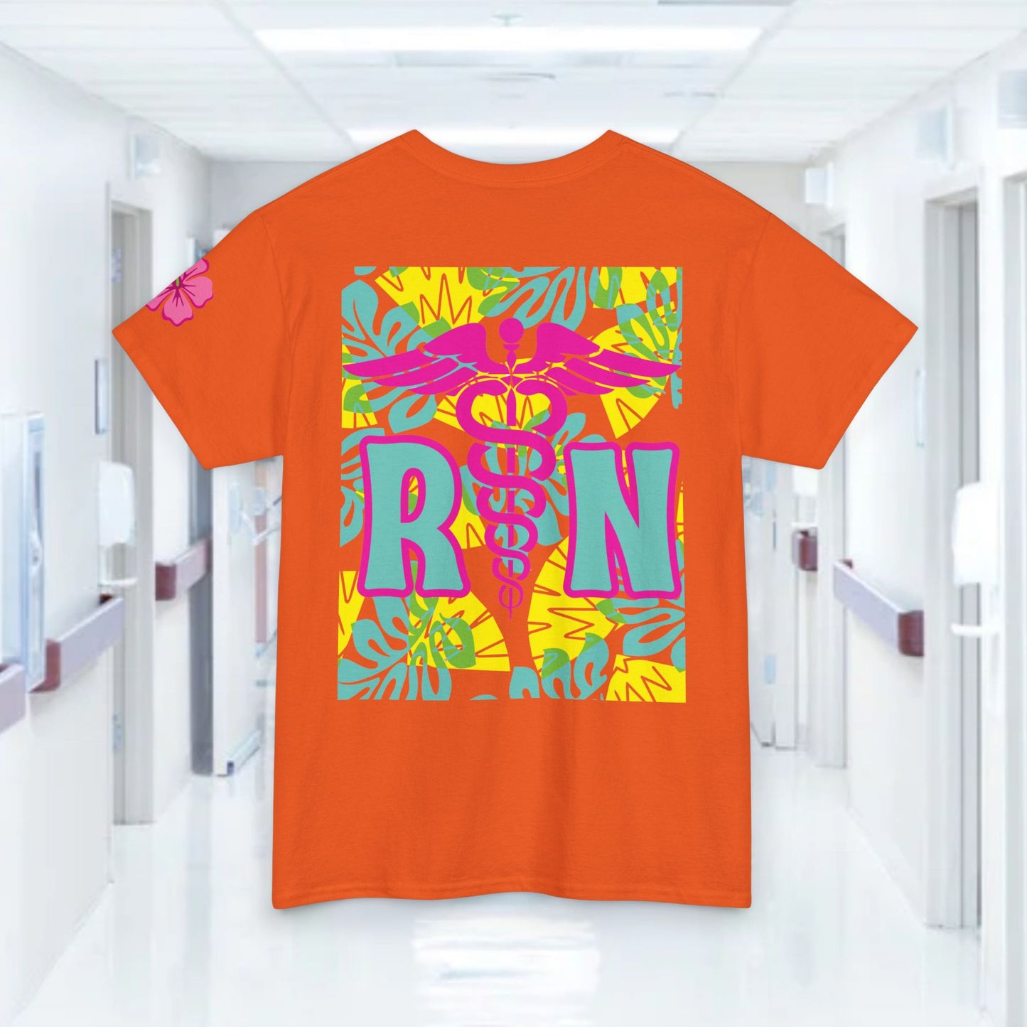 Summertime RN Hawaiian themed t shirt gift for nurses week floral RN shirt tropical themed RN healthcare worker gift t shirt