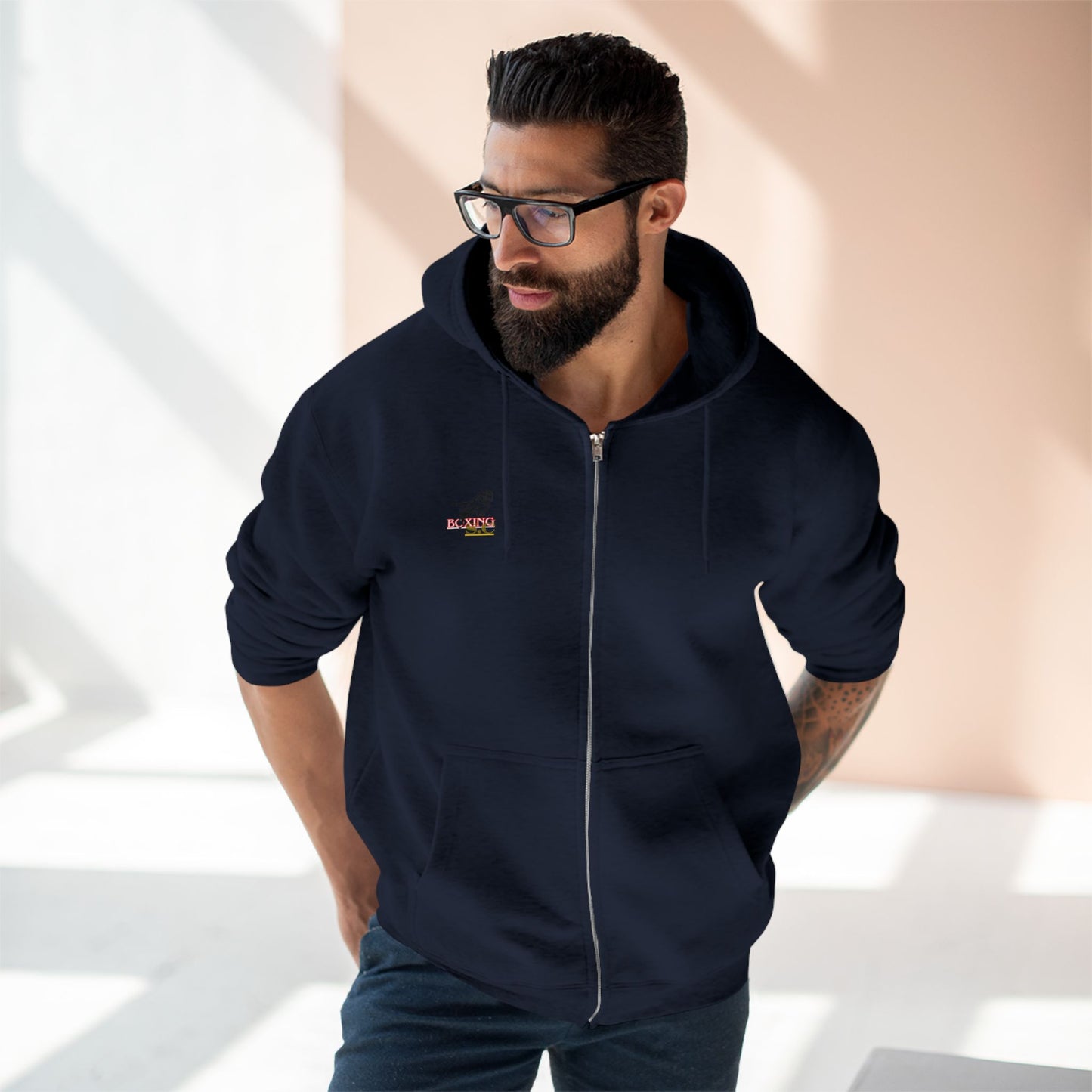 Zipper hoodie, (STONE CRADLE) boxing