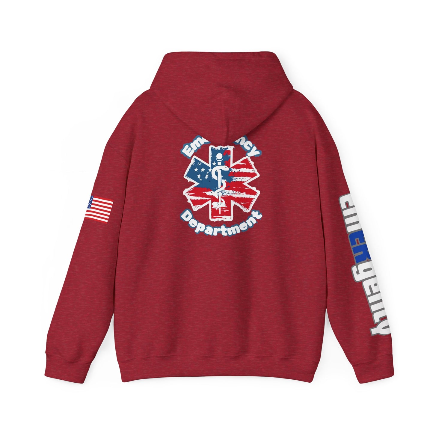 Patriotic ER Hoodie EMS American Flag Sweatshirt Unisex First Responder Apparel Medical Caduceus Hoodie for ER and Healthcare Workers vs