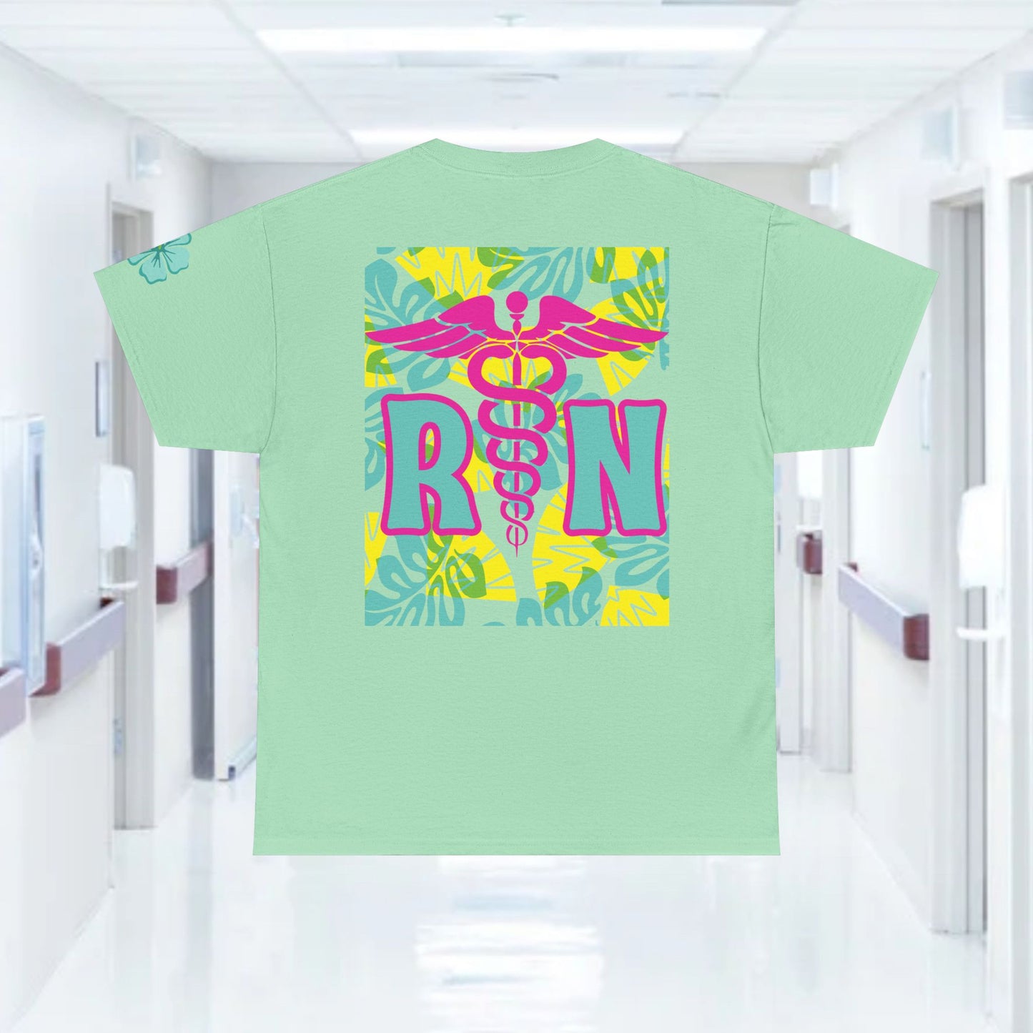 Copy of Summertime RN Hawaiian themed t shirt gift for nurses week floral RN shirt tropical themed RN healthcare worker gift t shirt