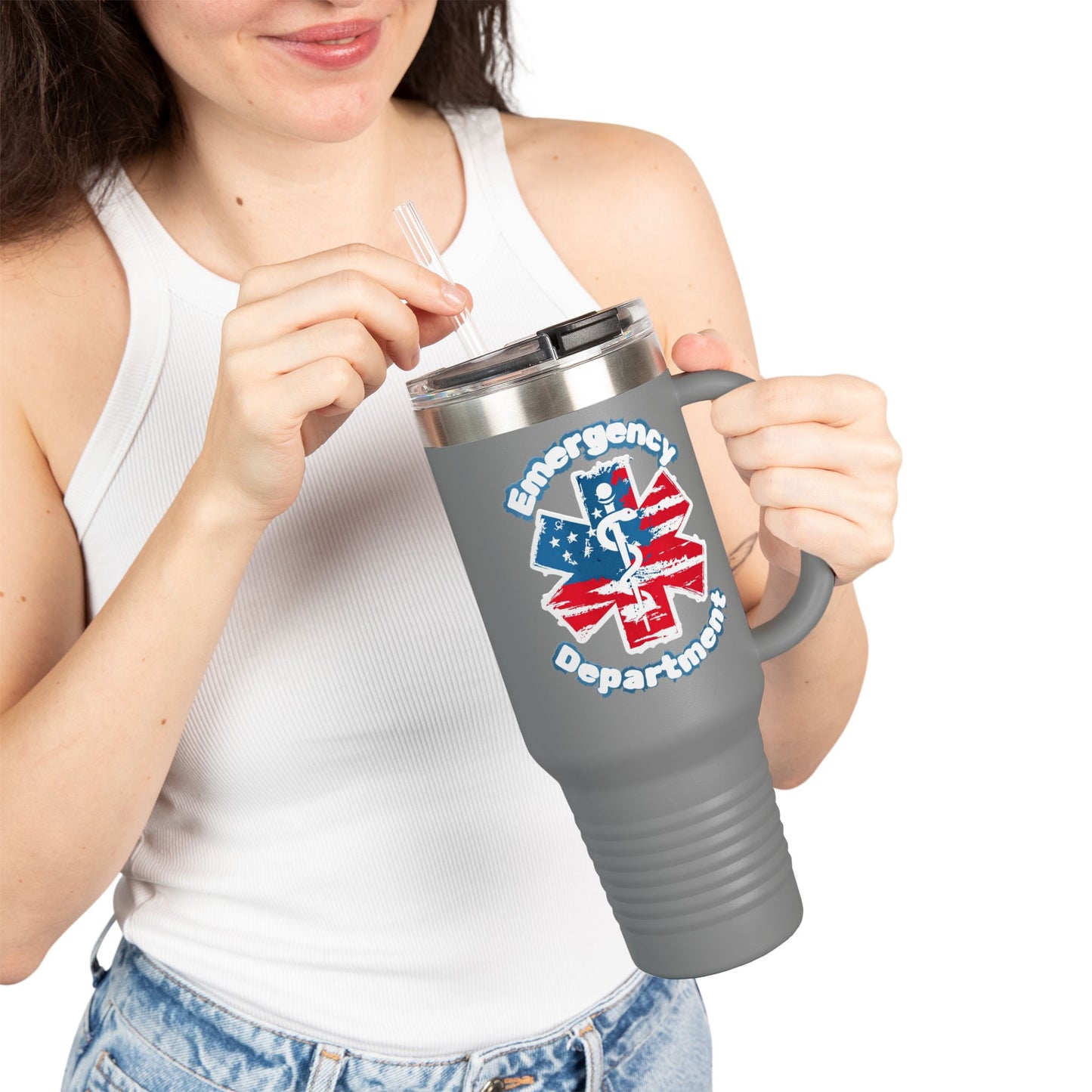 Patriotic Emergency Department Star of Life Insulated Travel Mug, 40oz gift