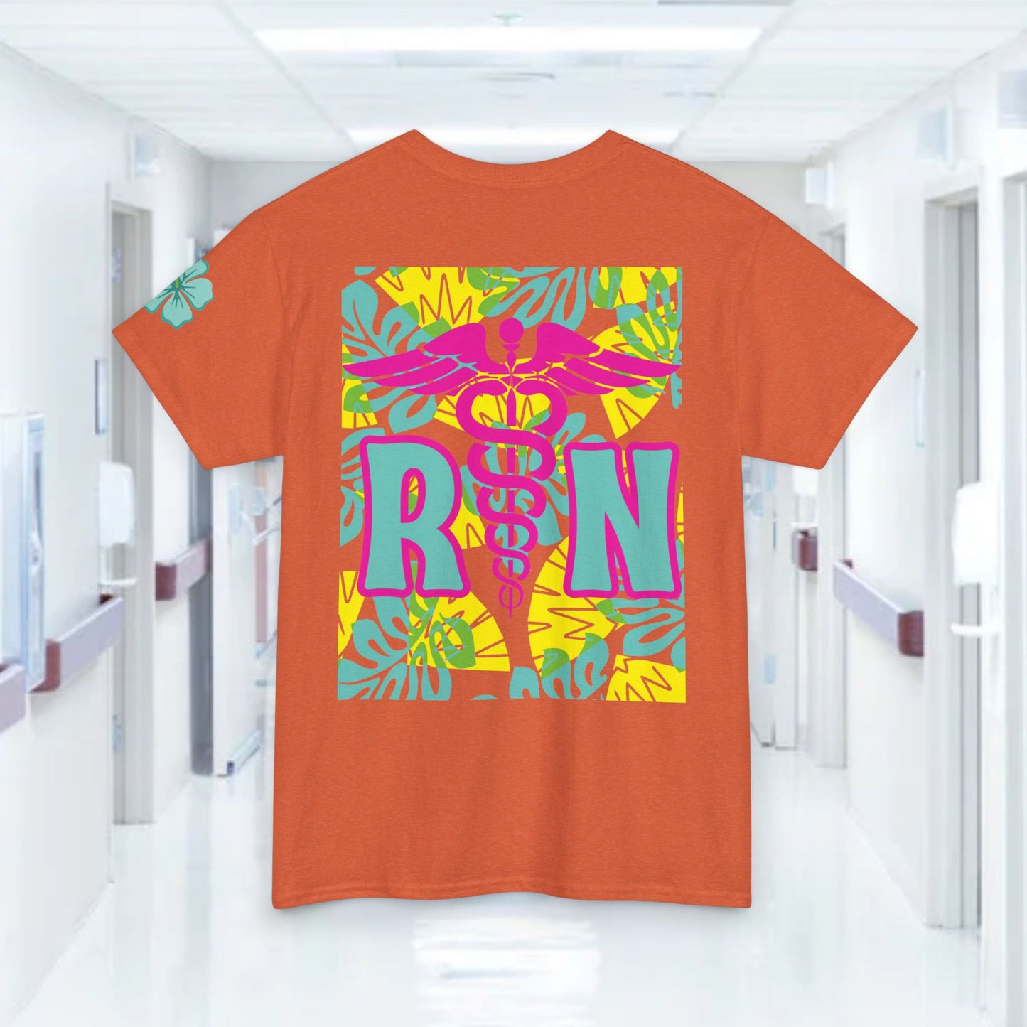 Copy of Summertime RN Hawaiian themed t shirt gift for nurses week floral RN shirt tropical themed RN healthcare worker gift t shirt