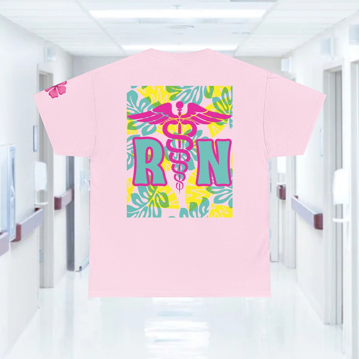 Summertime RN Hawaiian themed t shirt gift for nurses week floral RN shirt tropical themed RN healthcare worker gift t shirt