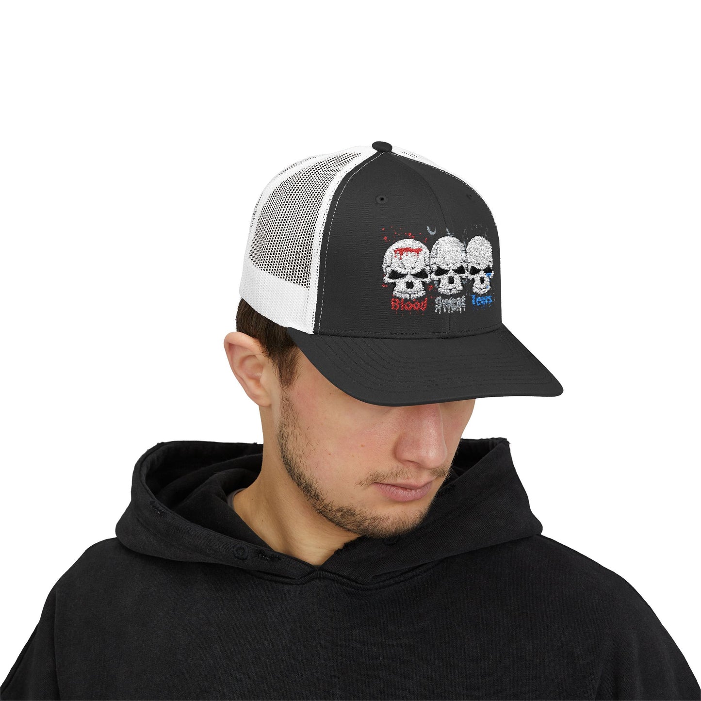 Blood sweat and tears skull Snapback Trucker Cap