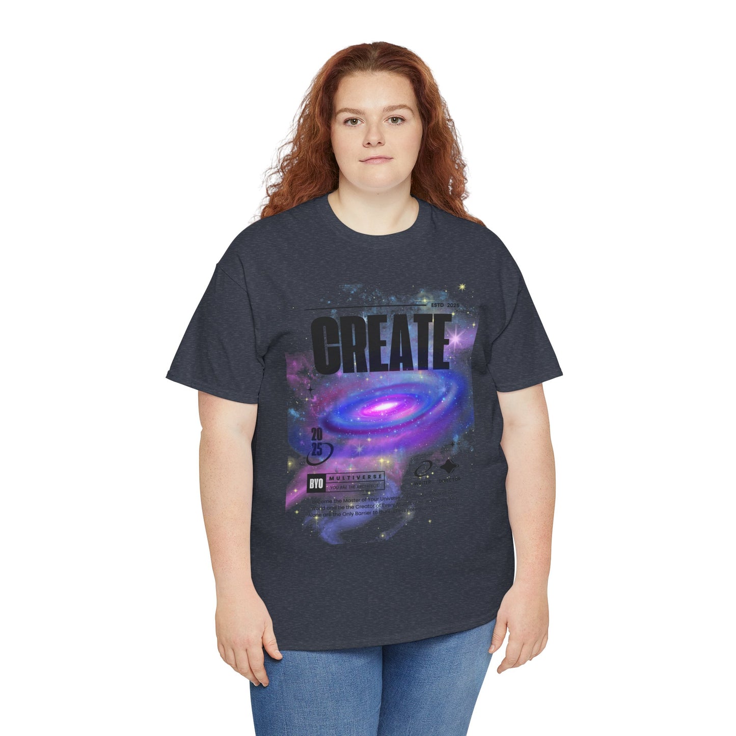 Manifest inspiring create your universe Unisex Heavy Cotton Tee