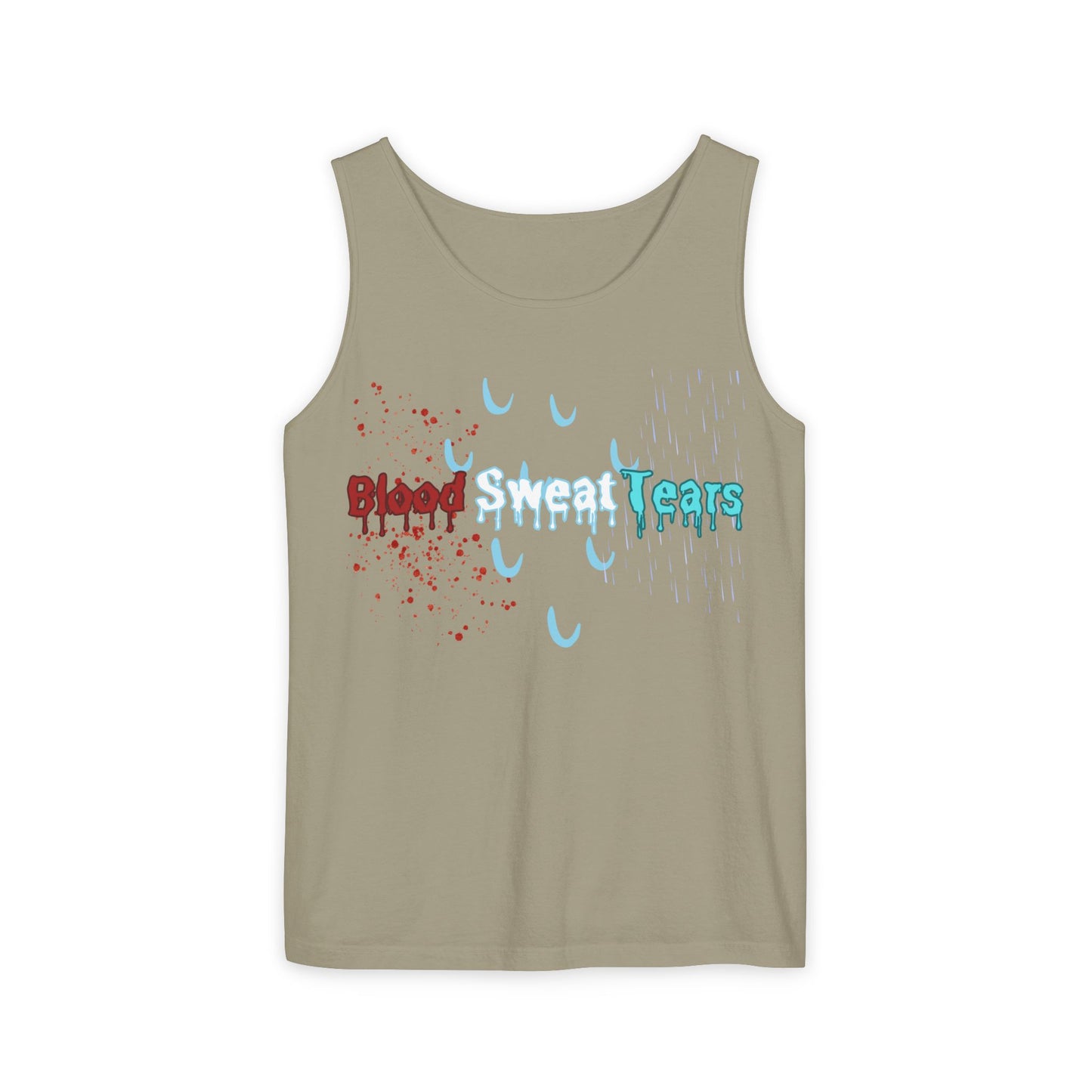 Blood sweat and tears stacked skull workout Unisex Garment-Dyed Tank Top