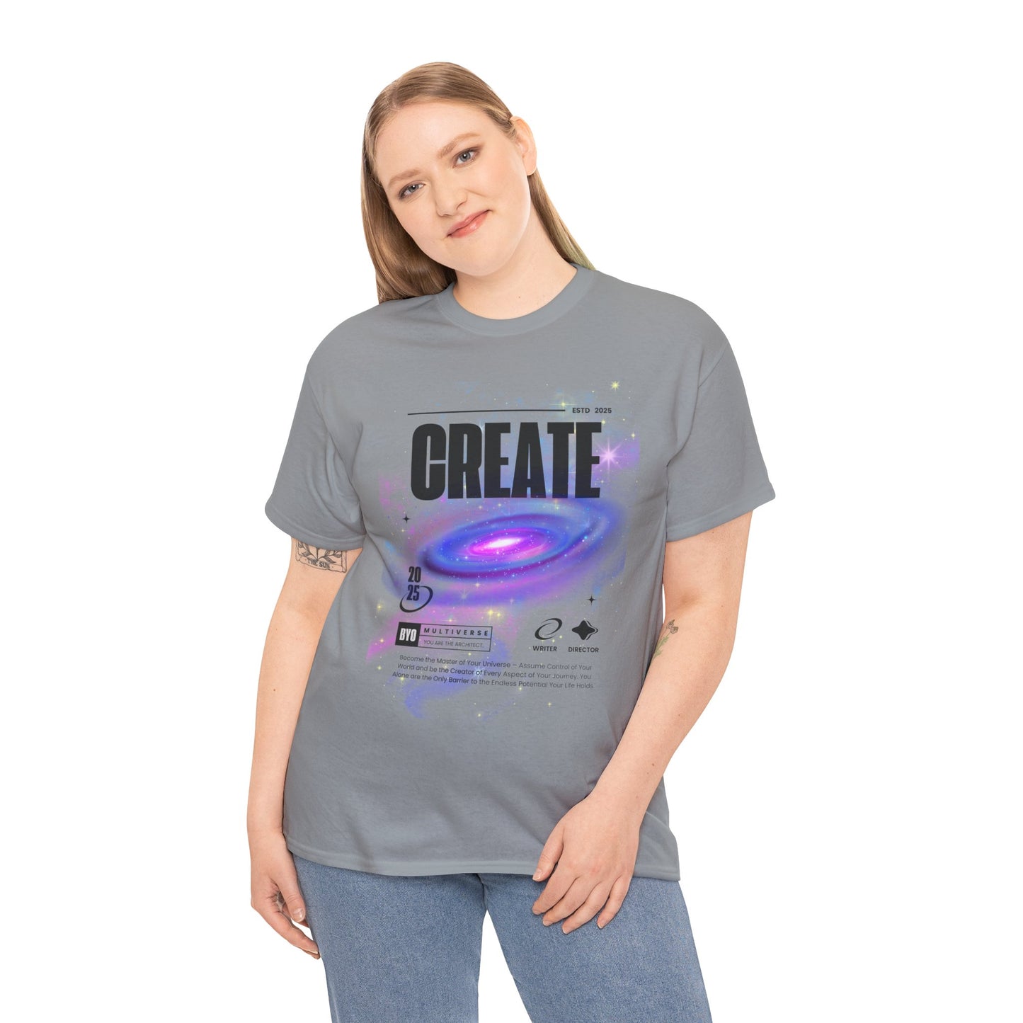 Manifest inspiring create your universe Unisex Heavy Cotton Tee