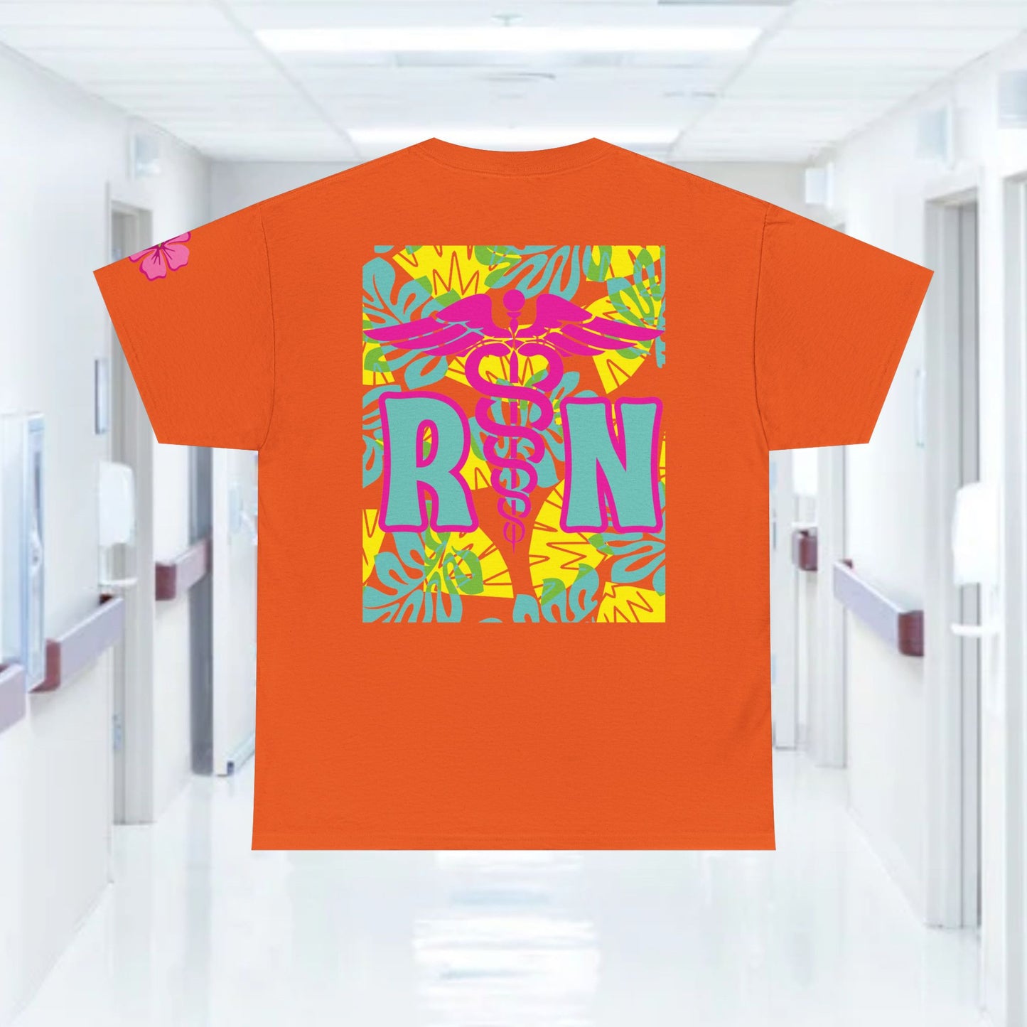 Summertime RN Hawaiian themed t shirt gift for nurses week floral RN shirt tropical themed RN healthcare worker gift t shirt