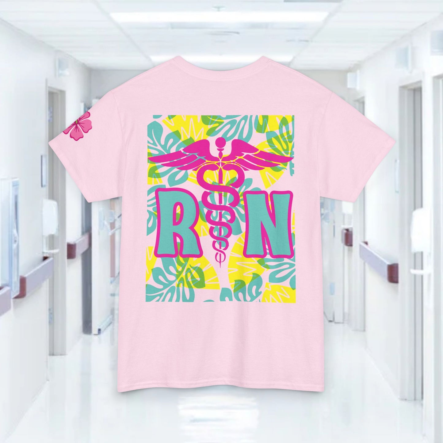 Summertime RN Hawaiian themed t shirt gift for nurses week floral RN shirt tropical themed RN healthcare worker gift t shirt