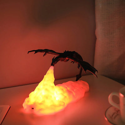 3D Printed Fire Dragon Night Light,Usb Rechargeable LED Lights,Table Lamp for Home