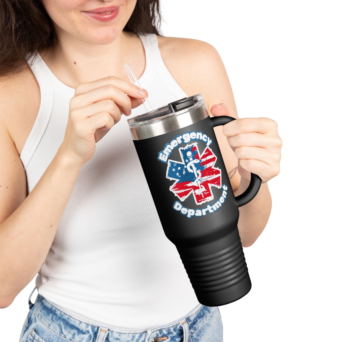 Patriotic Emergency Department Star of Life Insulated Travel Mug, 40oz gift