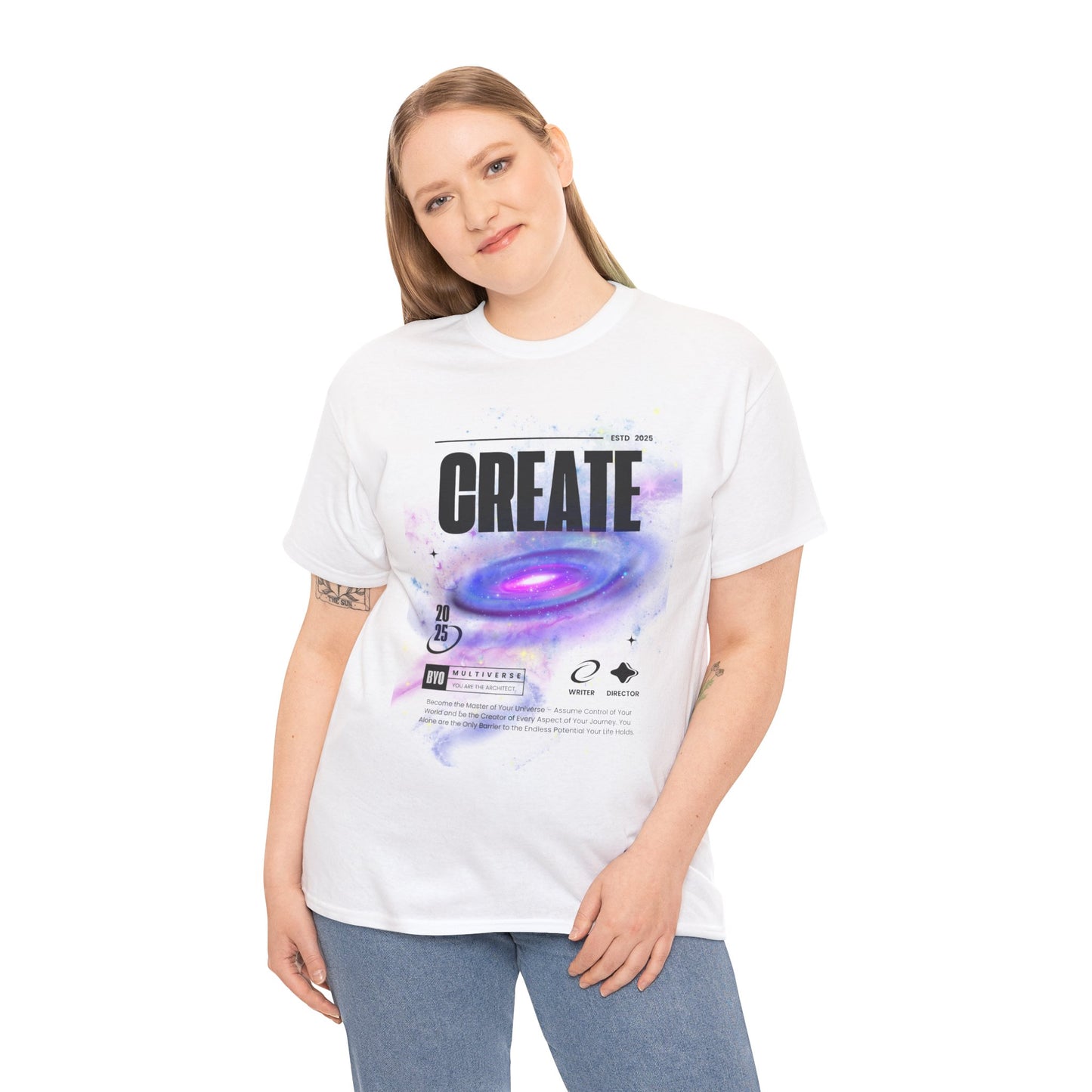 Manifest inspiring create your universe  Unisex Heavy Cotton Tee