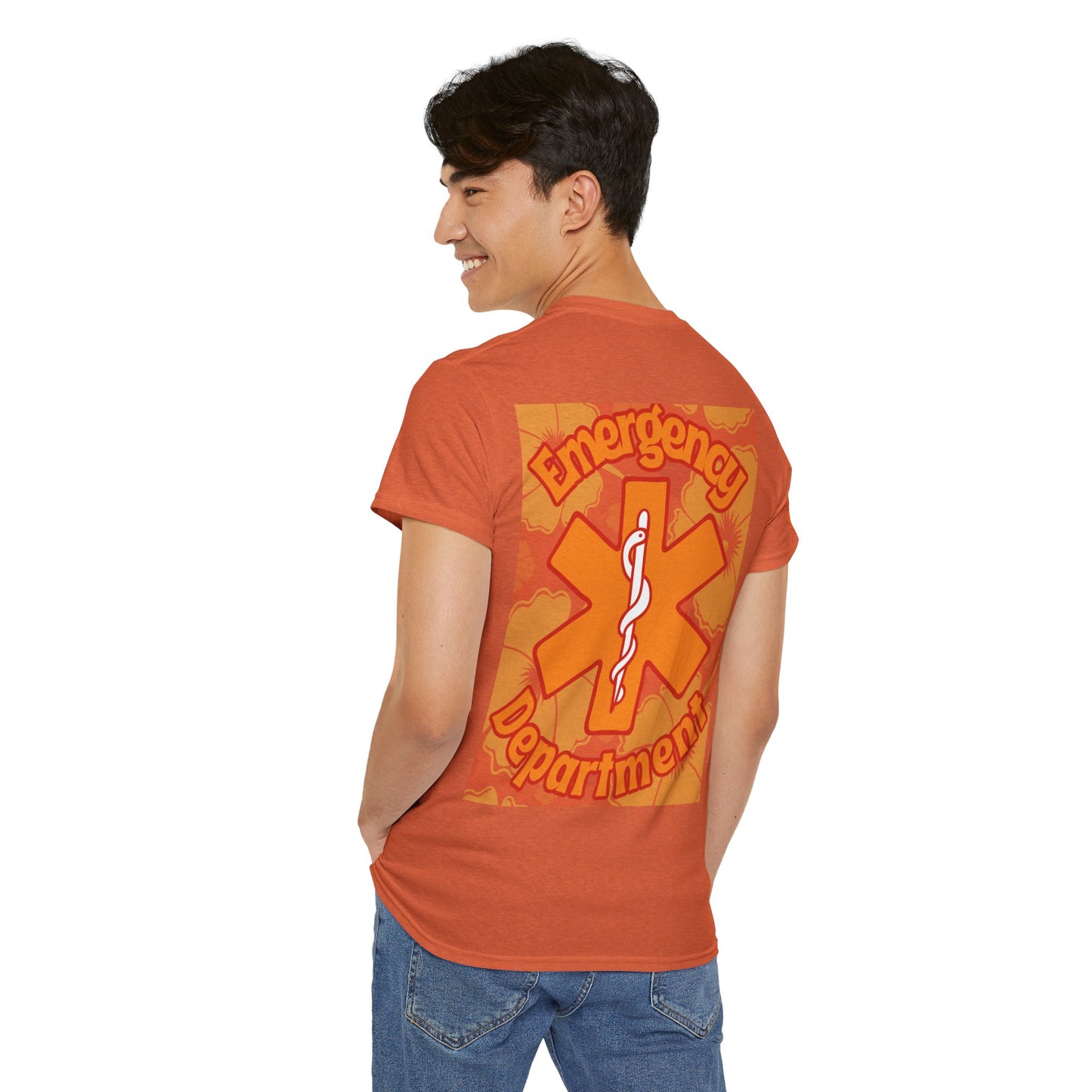 Summer in the ER themed gift emergency department Hawaiian floral t shirt Unisex Heavy Cotton Tee