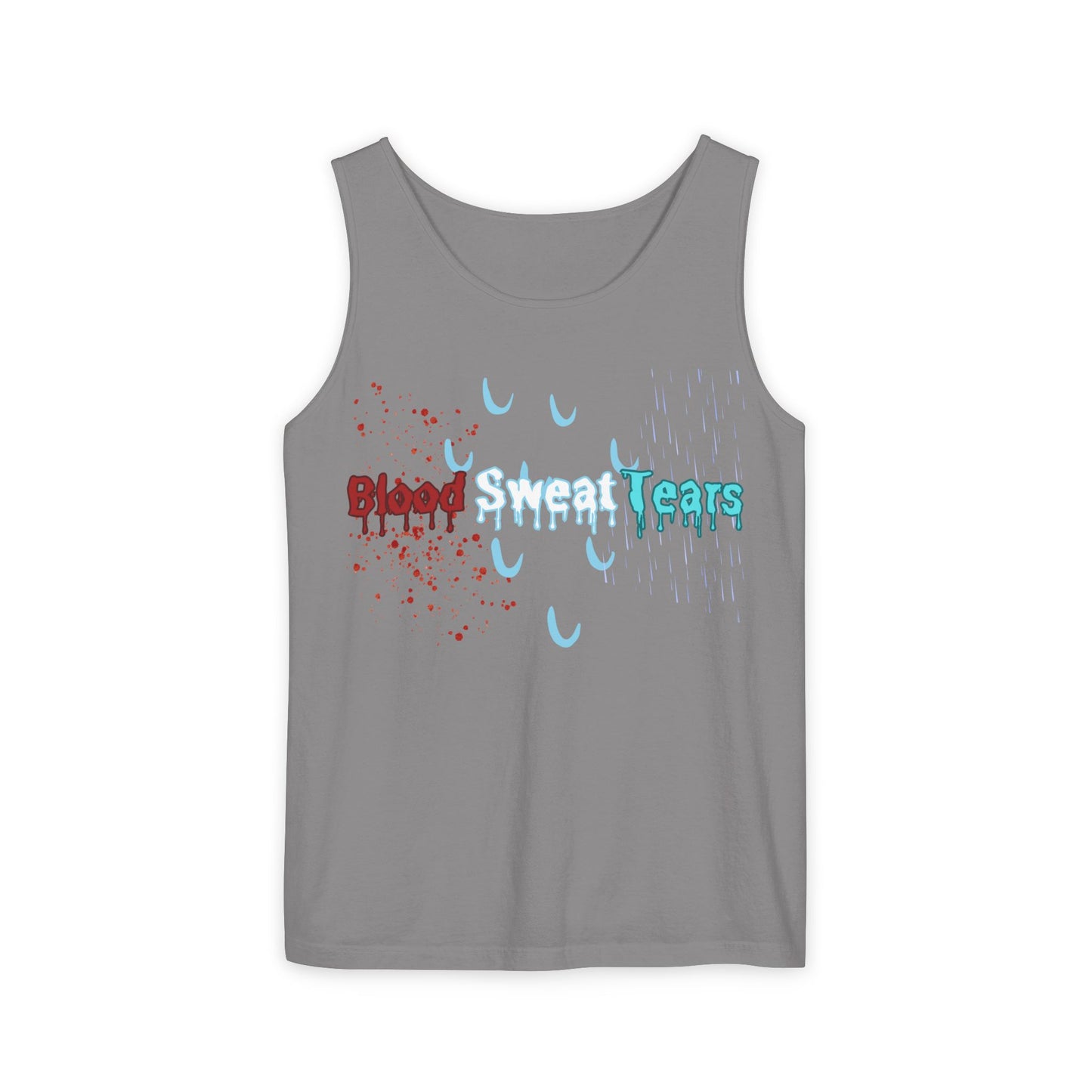 Blood sweat and tears stacked skull workout Unisex Garment-Dyed Tank Top