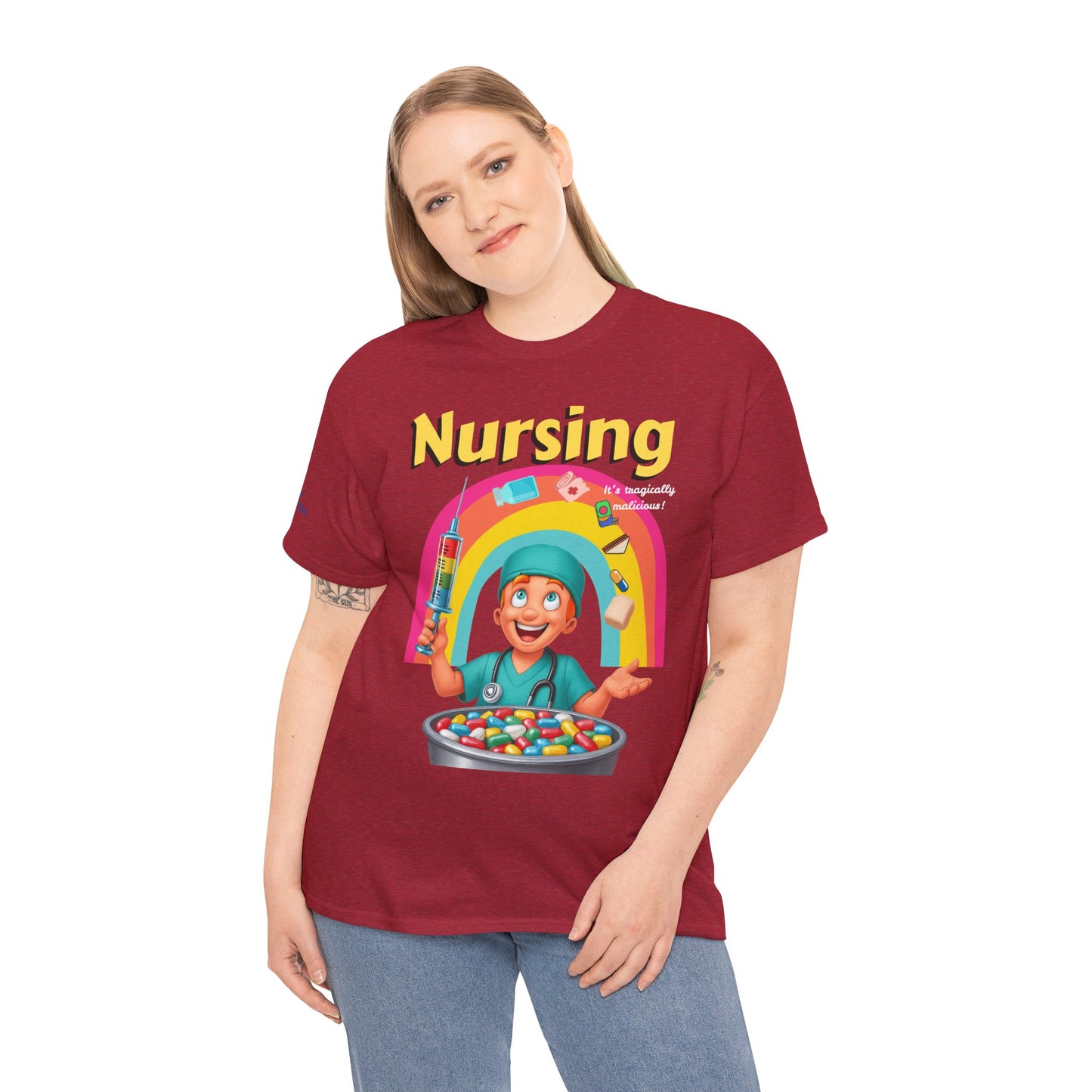 Nursing, it’s tragically malicious breakfast cereal tee Unisex Heavy Cotton Tee
