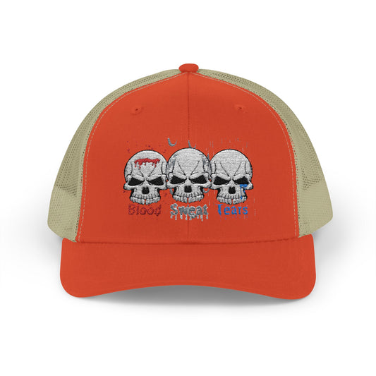 Blood sweat and tears skull Snapback Trucker Cap