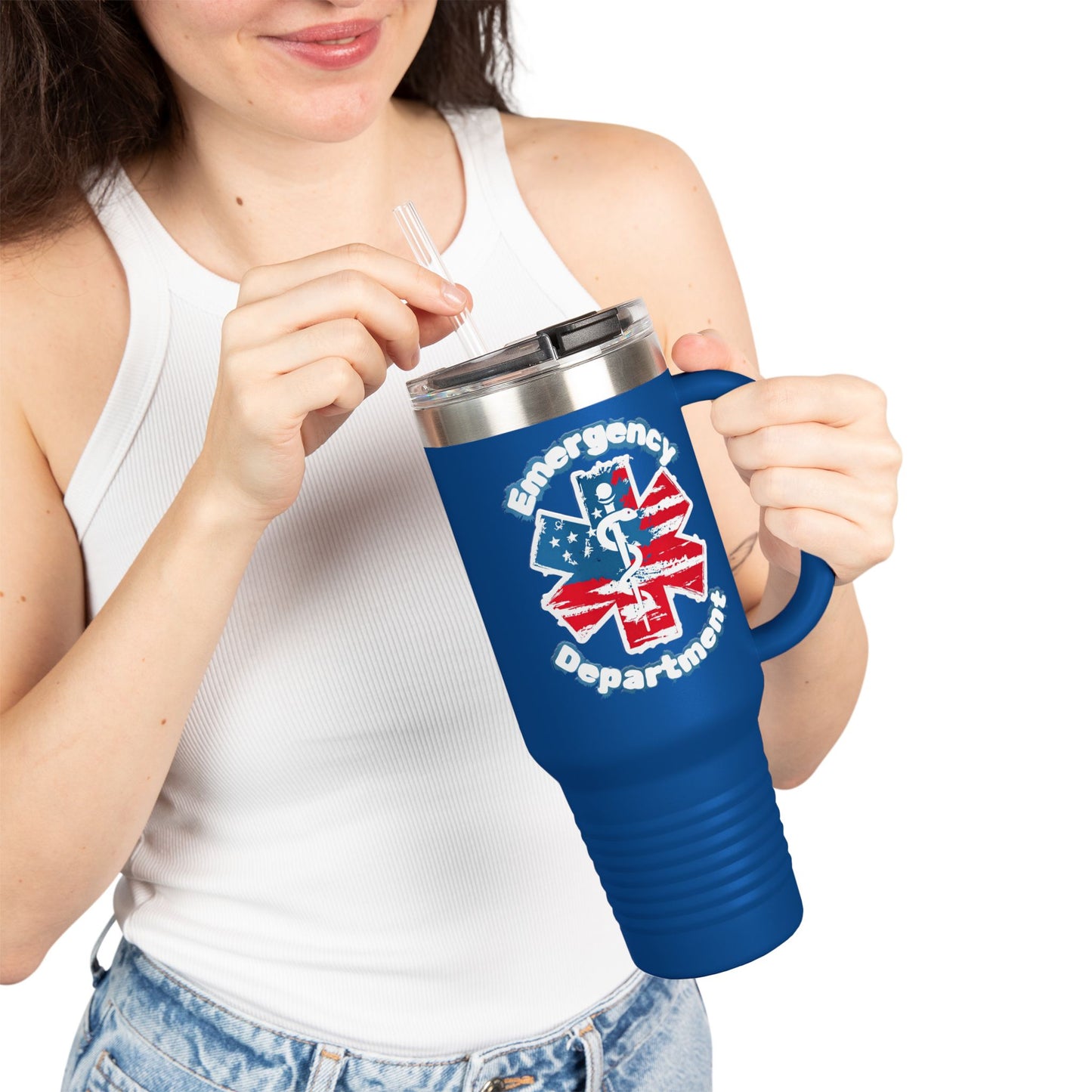 Patriotic Emergency Department Star of Life Insulated Travel Mug, 40oz gift