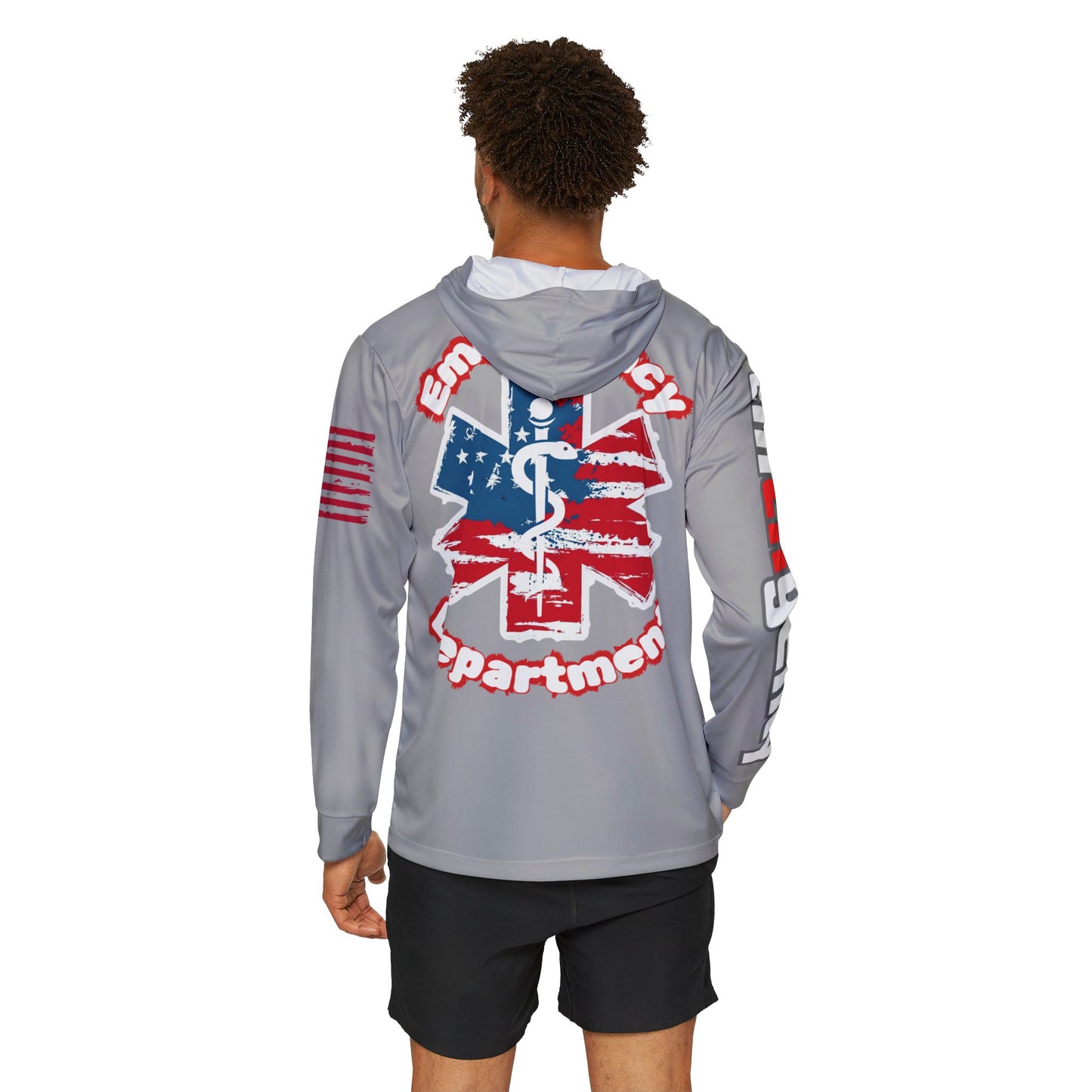 Patriotic Emergency Department Wicking  Sports Warmup Hoodie (AOP)