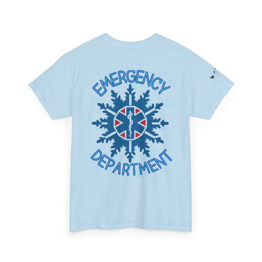 Emergency Room Christmas Unisex Tee - Santa Snowflakes Holiday Cheer Shirt, ER Nurse Doctor Gift, Xmas Medical Staff Apparel, Holiday Season