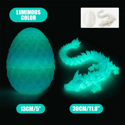 3D Printed Gem Articulated Dragon Rotatable 3D Dragon Toy Mystery Dragon Egg Poseable Joints Fidget Surprise Toy for Autism ADHD