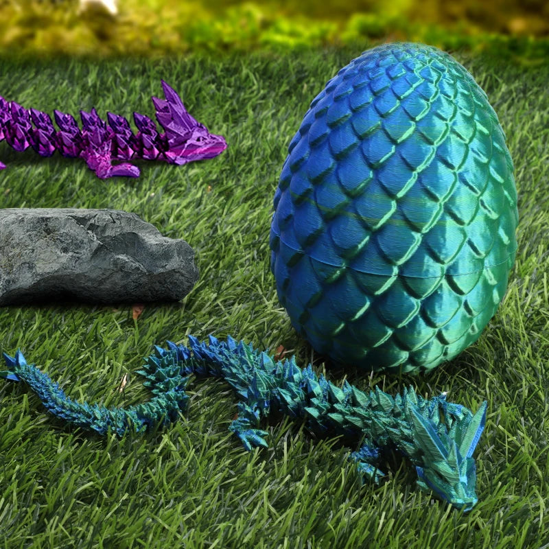 3D Printed Gem Articulated Dragon Rotatable 3D Dragon Toy Mystery Dragon Egg Poseable Joints Fidget Surprise Toy for Autism ADHD