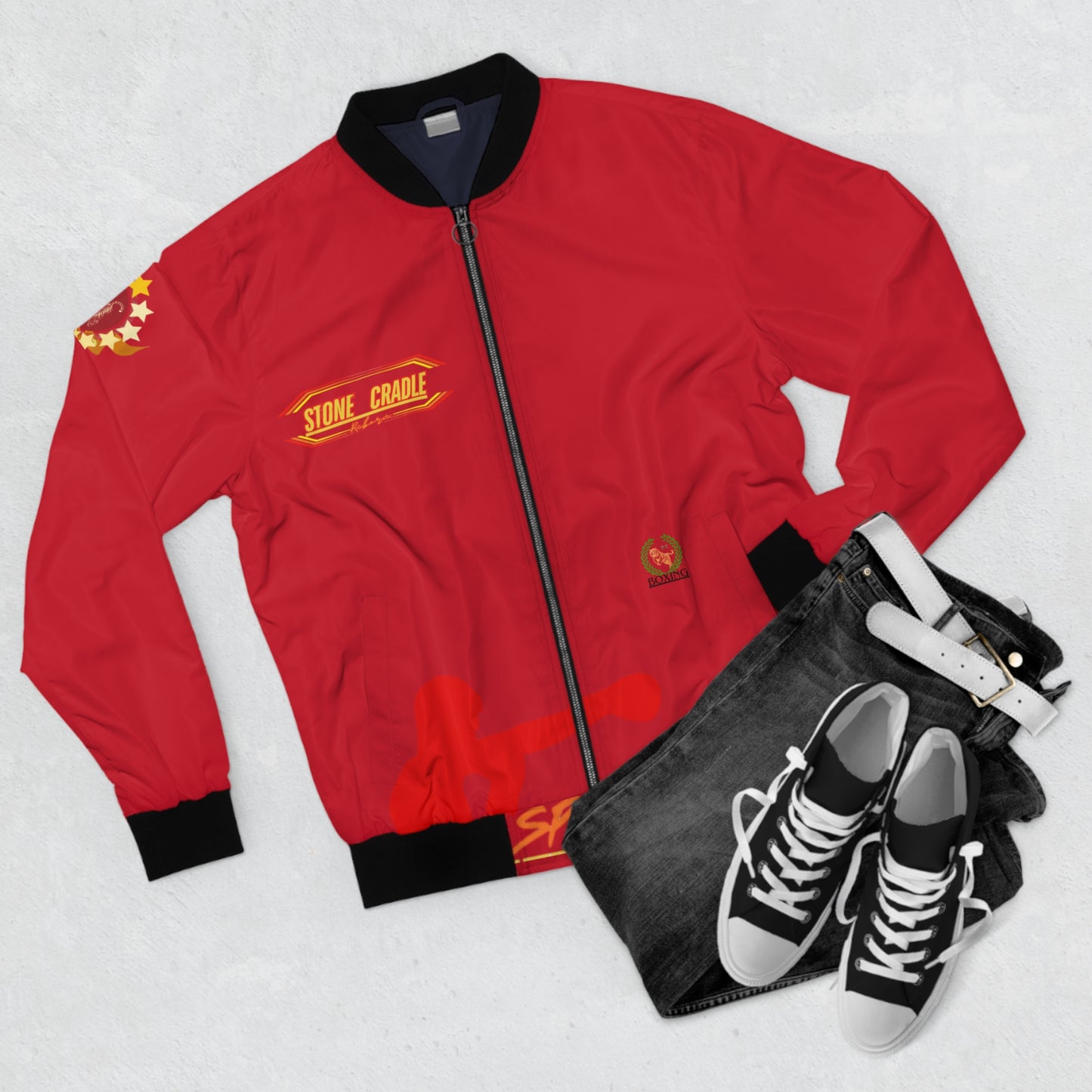 Men's Bomber Jacket (STONE CRADL) Boxing “sport”