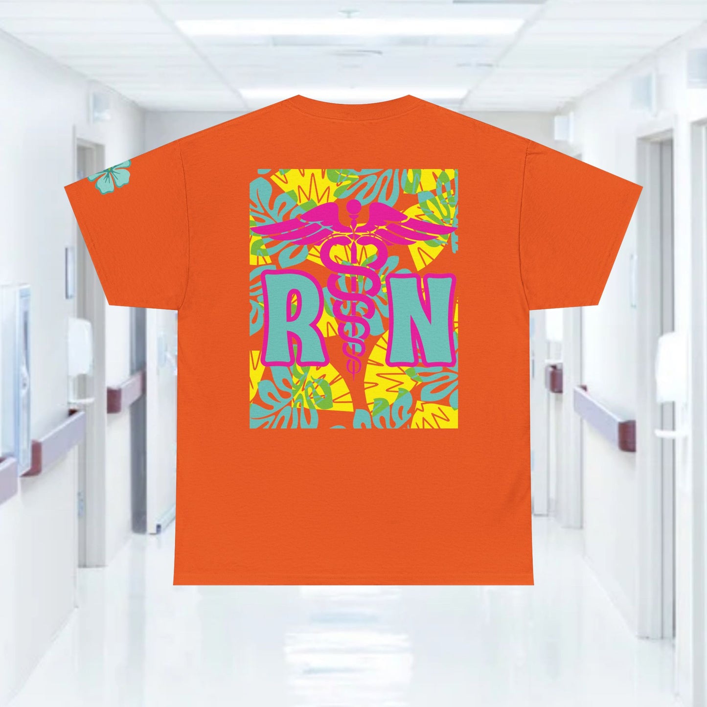 Copy of Summertime RN Hawaiian themed t shirt gift for nurses week floral RN shirt tropical themed RN healthcare worker gift t shirt