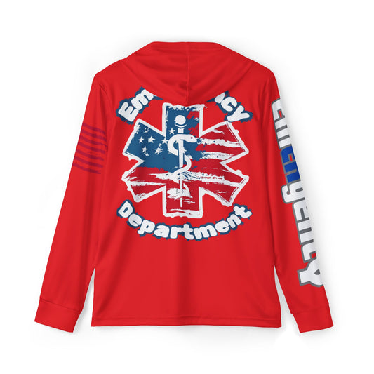Patriotic Emergency Department Wicking  Sports Warmup Hoodie (AOP)