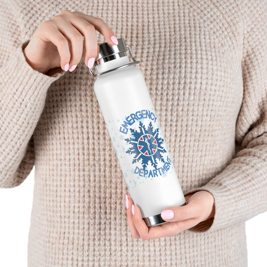 Holiday Emergency Department star of life snowflake Copper Vacuum Insulated Bottle, 22oz gift