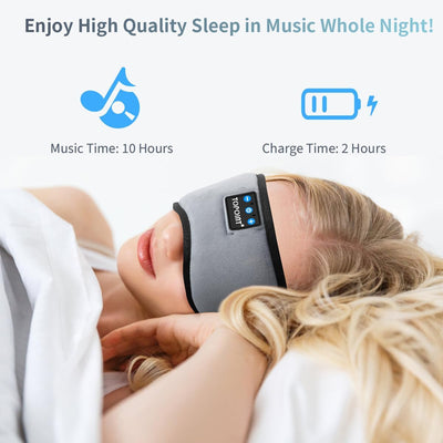 Bluetooth Sleep Eye Mask Wireless Headphones, Sleeping Eye Cover Travel Music Headsets with Microphone Handsfree